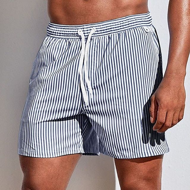 Barnaby | Men's Striped Beach Shorts – Grey