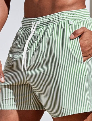 Barnaby | Men's Striped Beach Shorts – Green