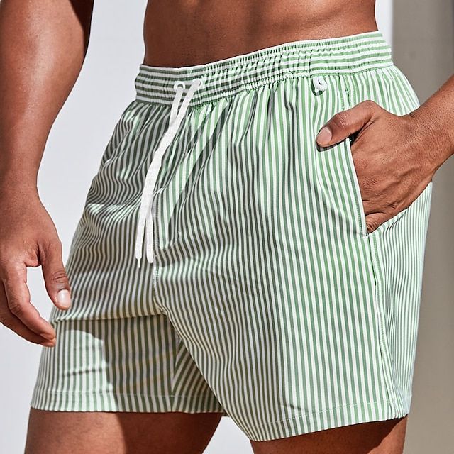 Barnaby | Men's Striped Beach Shorts – Green