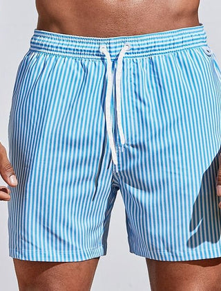 Barnaby | Men's Striped Beach Shorts – Light Blue
