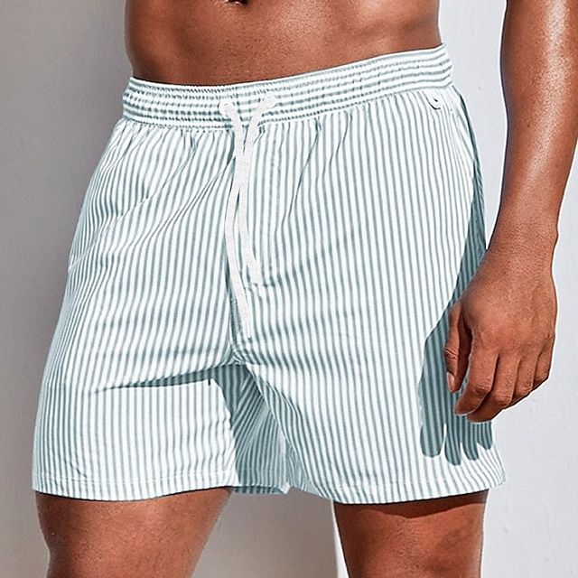 Barnaby | Men's Striped Beach Shorts – Light Green
