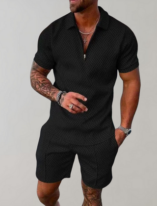 Lowell | Knit Polo and Shorts Set – Black