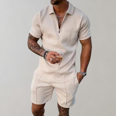 Lowell | Knit Polo and Shorts Set – Beige