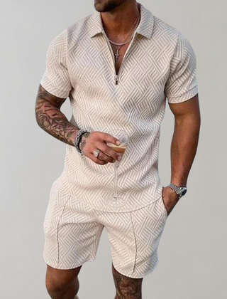 Lowell | Knit Polo and Shorts Set – Beige