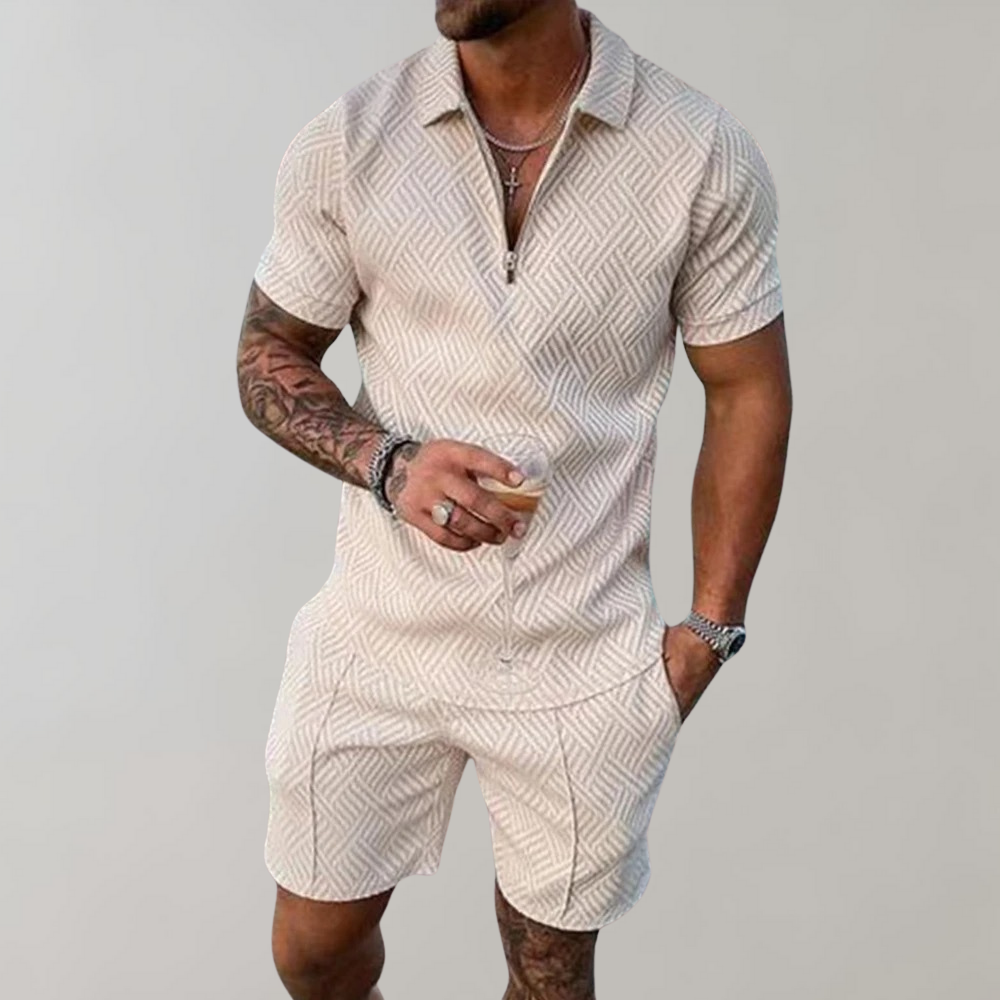 Lowell | Knit Polo and Shorts Set – Beige