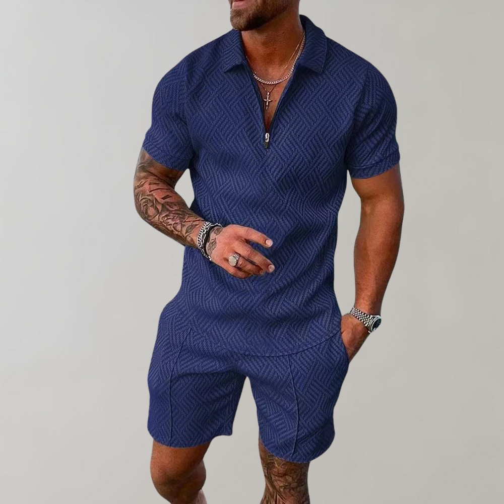 Lowell | Knit Polo and Shorts Set – Navy