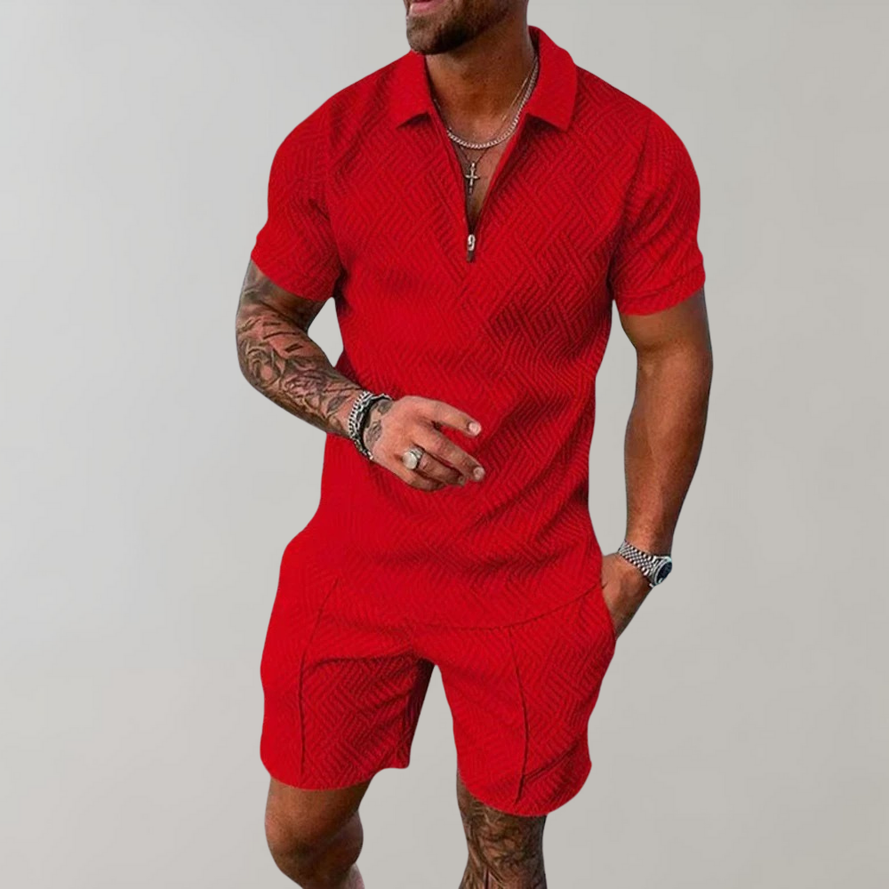 Lowell | Knit Polo and Shorts Set – Red