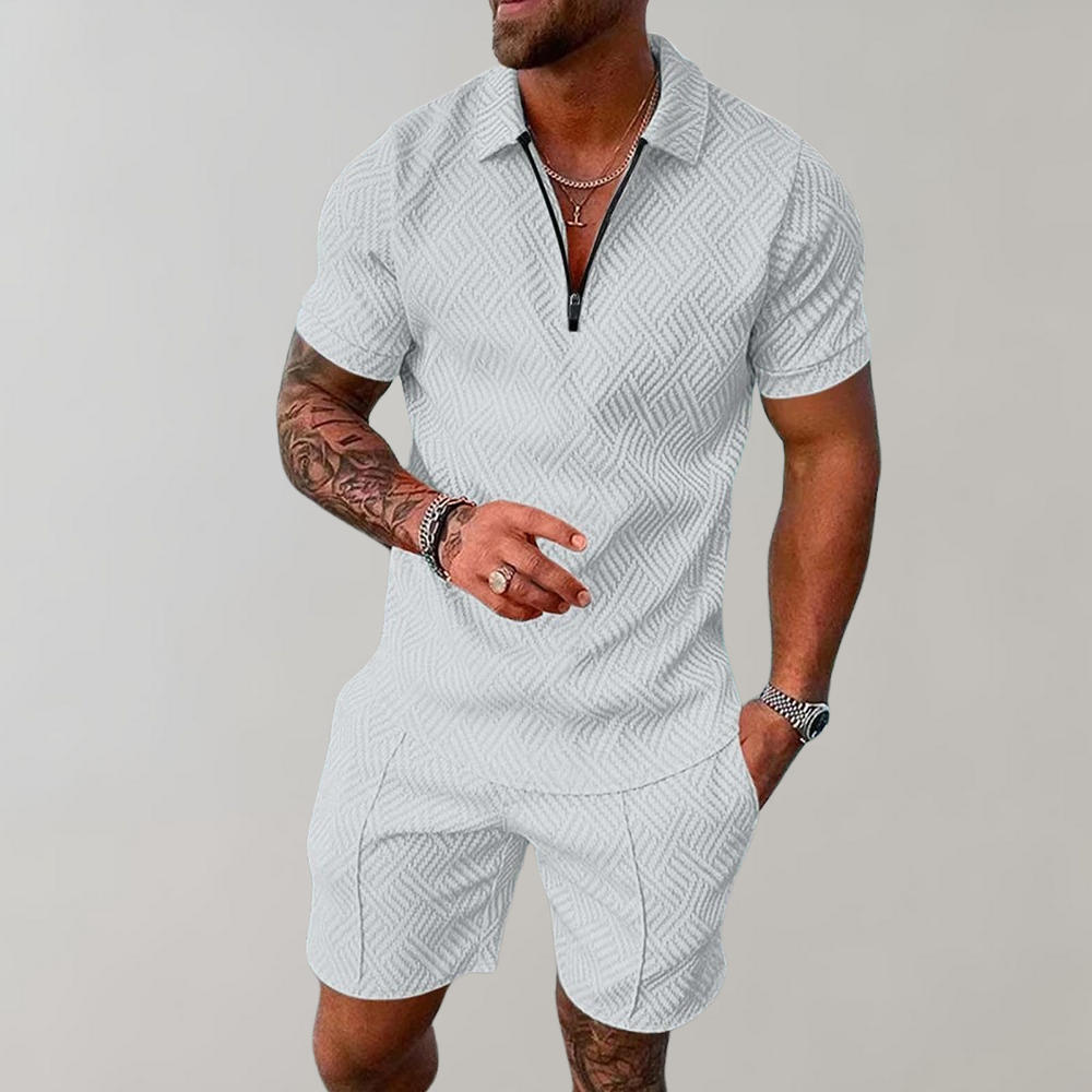 Lowell | Knit Polo and Shorts Set – White