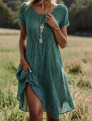 Olympia | Women's Classic Midi A-Line Sundress – Green