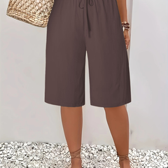Cosima | Elegant High Waist Shorts – Dark Brown