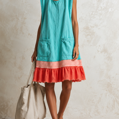 Fernanda | Ruffle Hem Tunic Dress – Teal