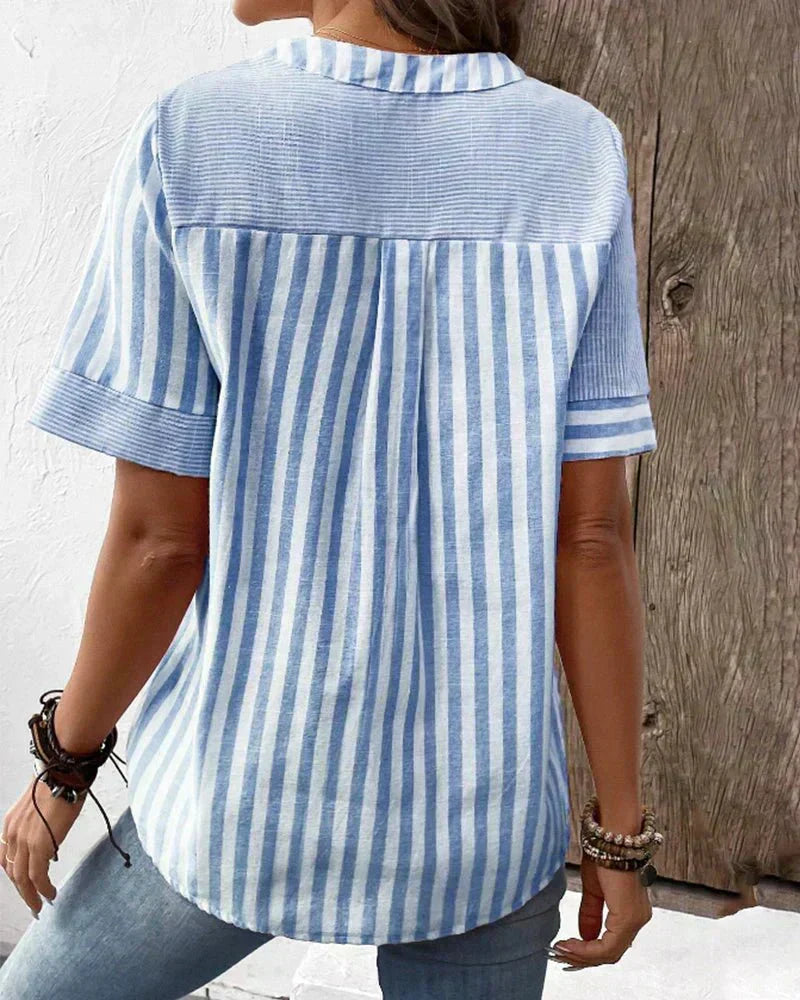Liesl | Soft Striped Summer Blouse