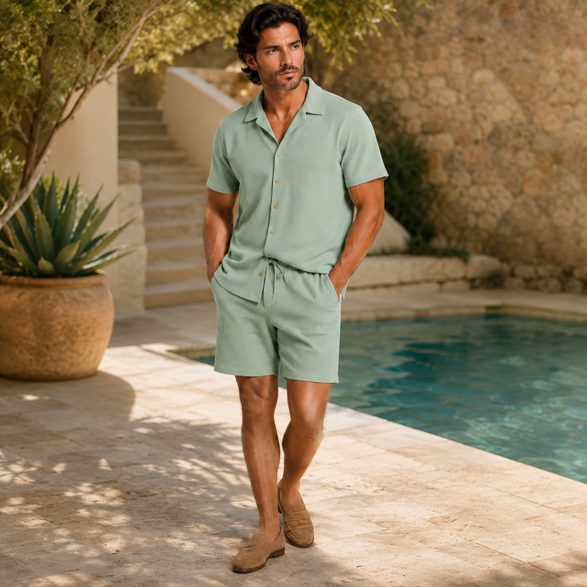 Garrick | Camp Collar Shirt and Shorts Set