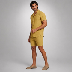 Garrick | Camp Collar Shirt and Shorts Set – Yellow