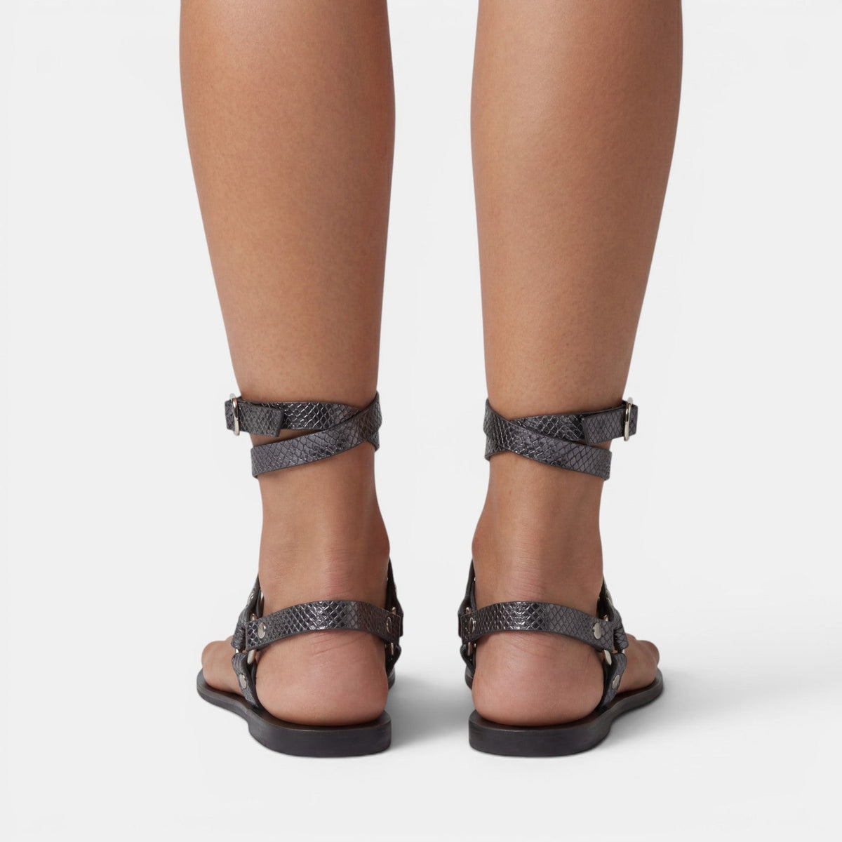 Noor | Flat Snake Print Sandals