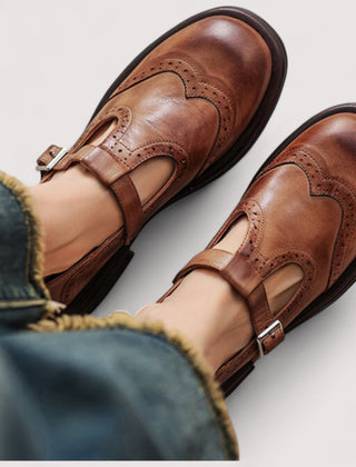 Annika | Comfort Mary Jane Flats – Brown