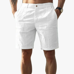 Jarrah | Linen Shorts with Button Fly – White