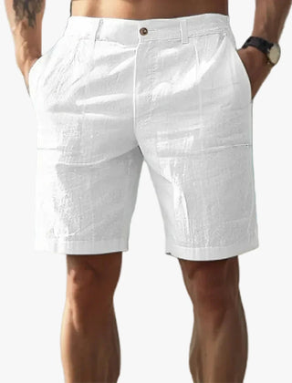 Jarrah | Linen Shorts with Button Fly – White