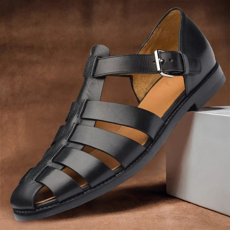 Leander | Adjustable Strap Sandals with Ergonomic Footbed – Black