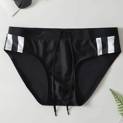Lyle | Mid-Rise Swim Briefs with Colour Block Design – Black