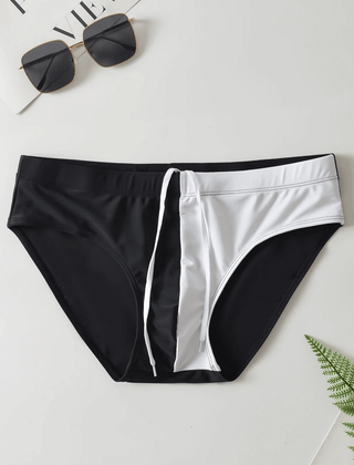 Lyle | Mid-Rise Swim Briefs with Colour Block Design – Black White