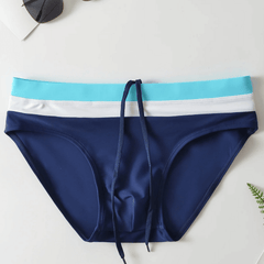 Lyle | Mid-Rise Swim Briefs with Colour Block Design – Navy