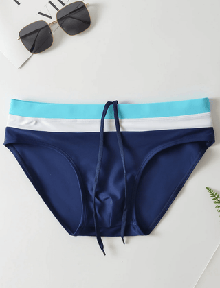 Lyle | Mid-Rise Swim Briefs with Colour Block Design – Navy