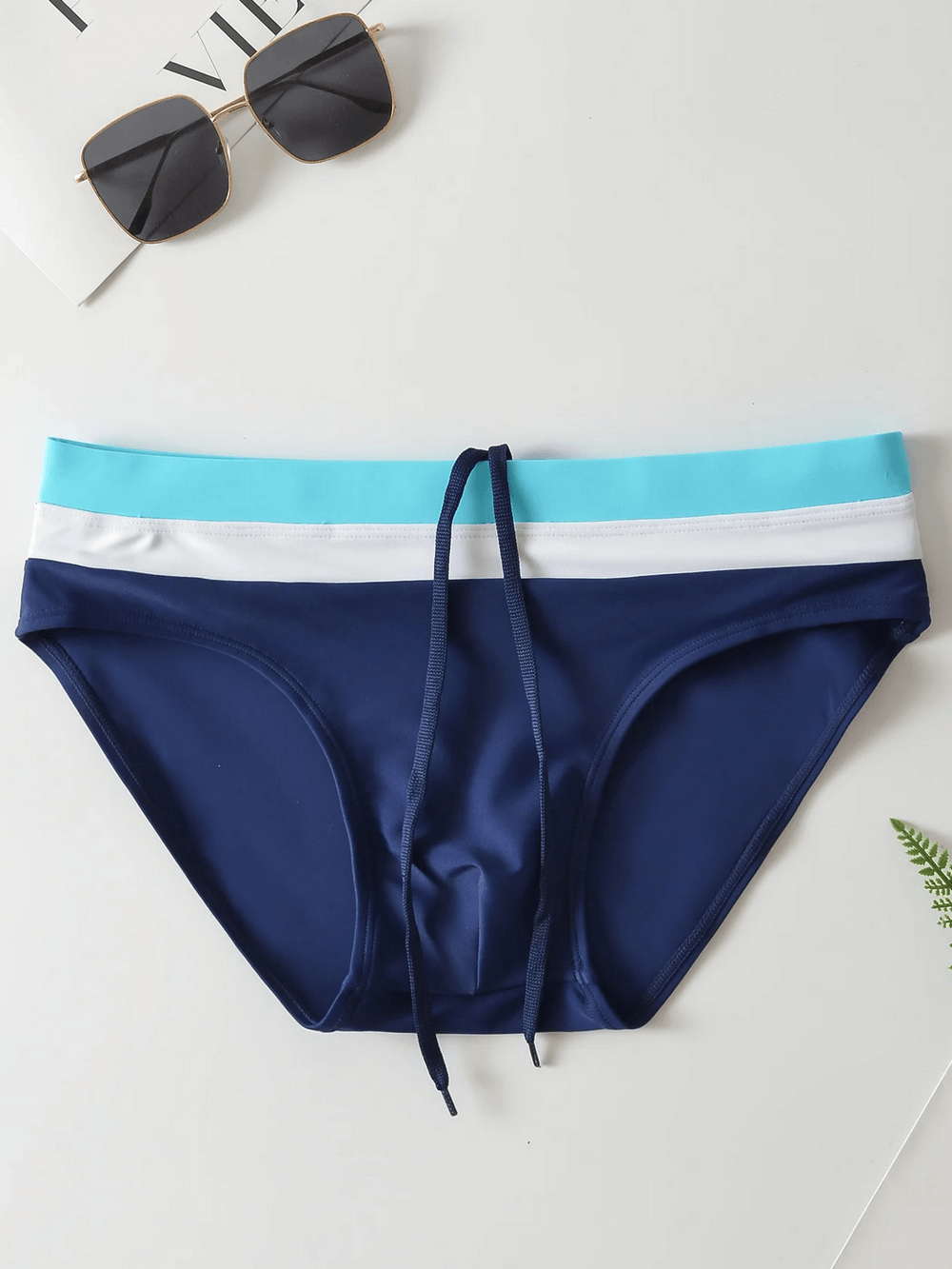 Lyle | Mid-Rise Swim Briefs with Colour Block Design – Navy