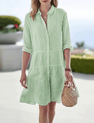 Katja | Breezy Striped Beach Dress – Green