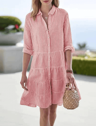 Katja | Breezy Striped Beach Dress – Light Red