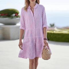 Katja | Breezy Striped Beach Dress – Light Pink