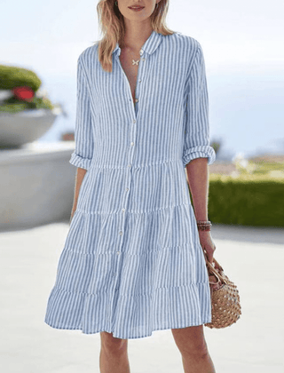 Katja | Breezy Striped Beach Dress – Blue