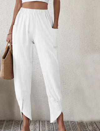 Sylvie | Women's Pants with Split Hem – White
