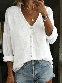 Imogen | Cotton Linen Long Sleeve Shirt