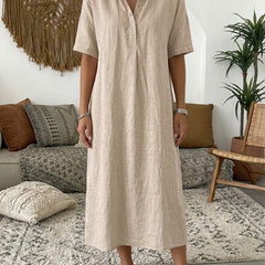 Minna | Cotton Linen Polo Dress – Sand