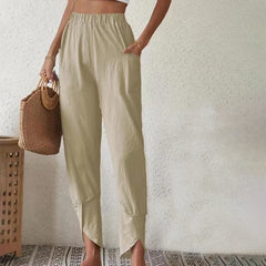 Sylvie | Women's Pants with Split Hem – Khaki