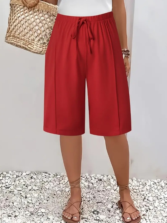 Cosima | Elegant High Waist Shorts – Red