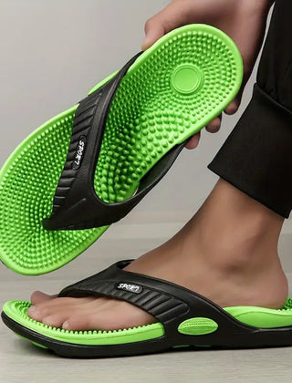 Everett | Men's Acupressure Massage Flip-Flops – Green