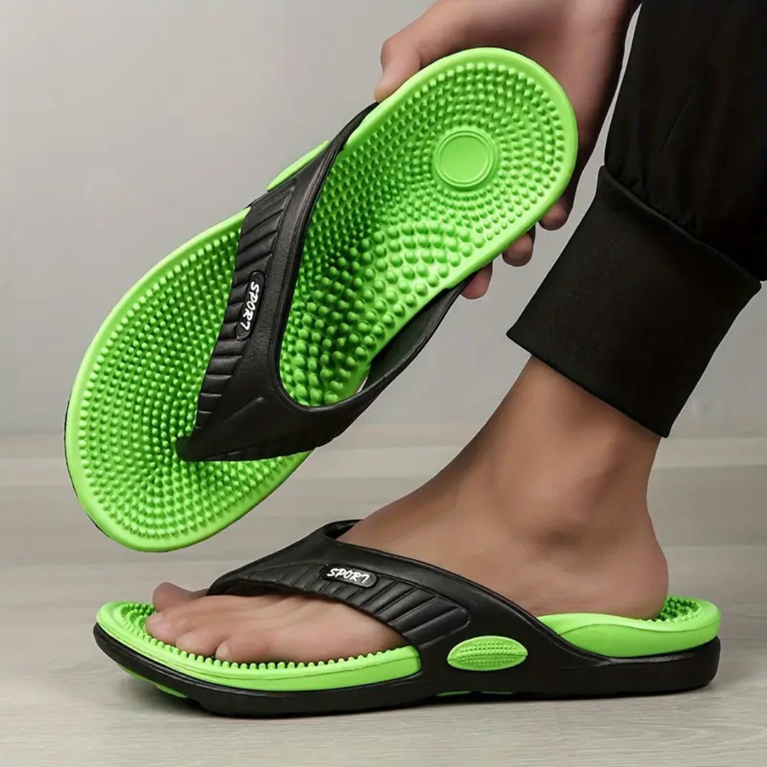 Everett | Men's Acupressure Massage Flip-Flops – Green