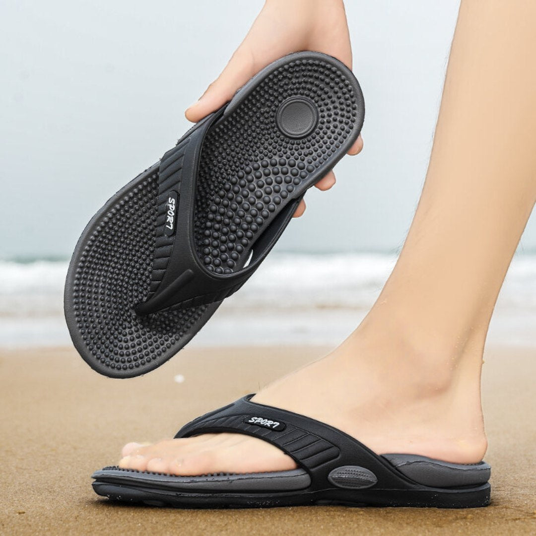 Everett | Men's Acupressure Massage Flip-Flops – Black