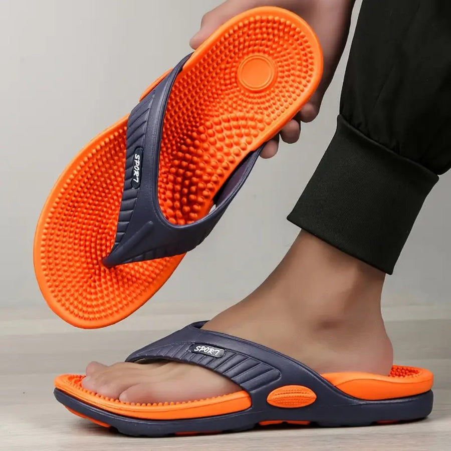 Everett | Men's Acupressure Massage Flip-Flops – Orange