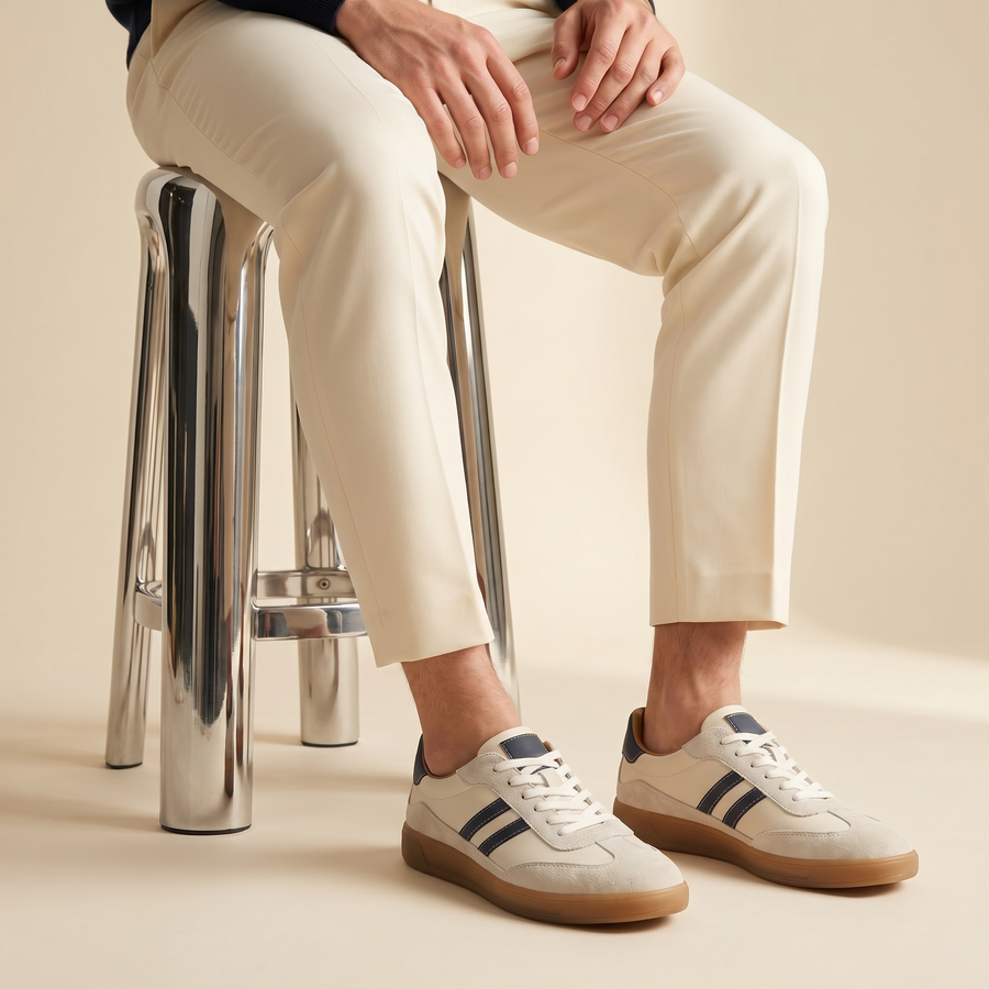 Silvio | Men's Retro Court Sneakers with Gum Sole