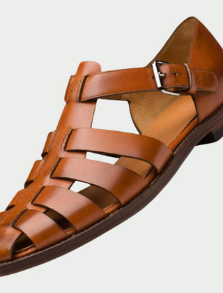 Atlas | Men's Leather Buckle Strap Sandals – Brown