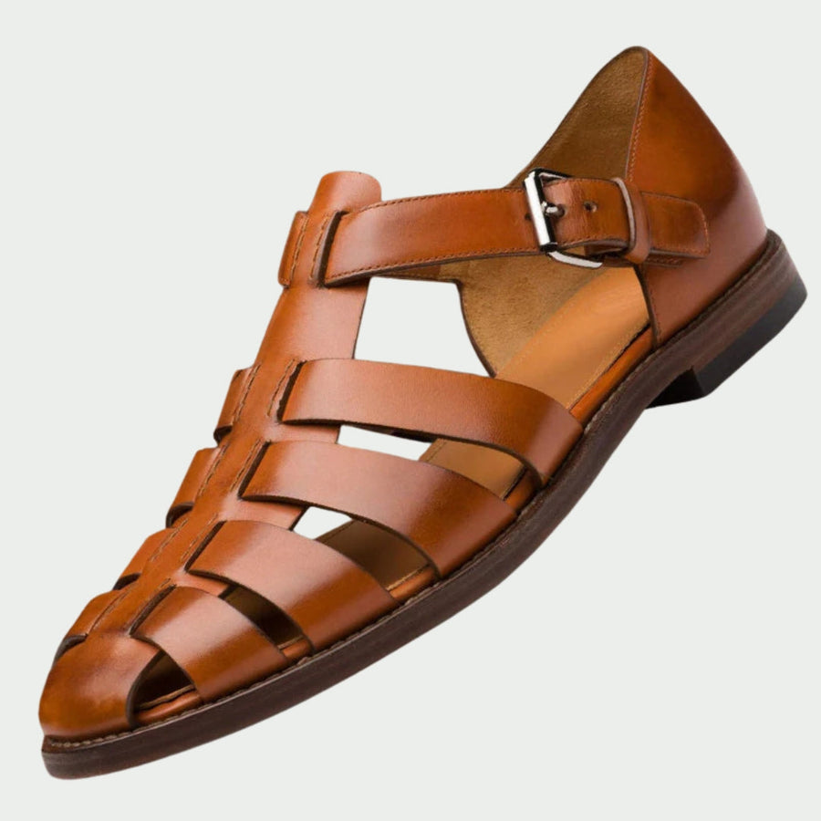 Atlas | Men's Leather Buckle Strap Sandals – Brown