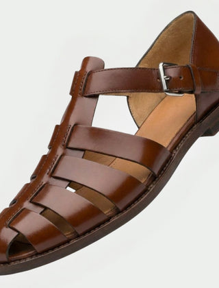 Atlas | Men's Leather Buckle Strap Sandals – Red Brown