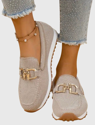 Margaux | Mesh Loafer Sneakers with Lug Sole – Beige