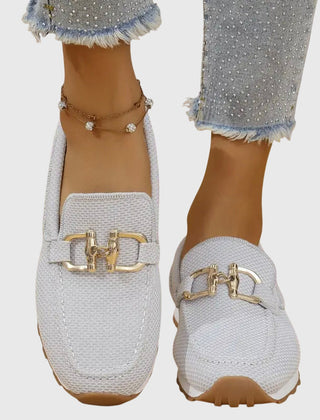 Margaux | Mesh Loafer Sneakers with Lug Sole – Light Grey
