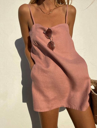 Daisy | Thin Strap Mini A-Line Sundress – Light Pink