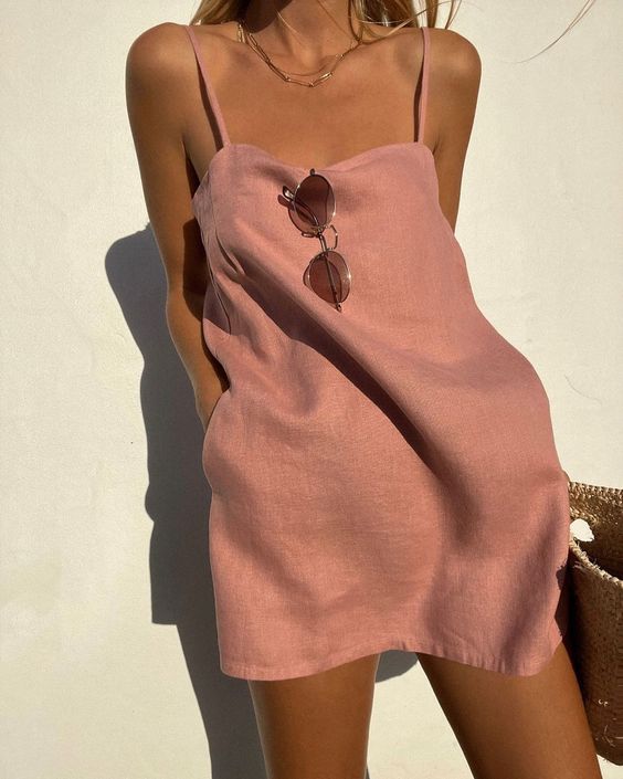 Daisy | Thin Strap Mini A-Line Sundress – Light Pink