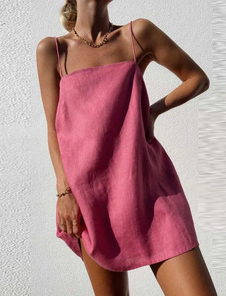 Daisy | Thin Strap Mini A-Line Sundress – Pink